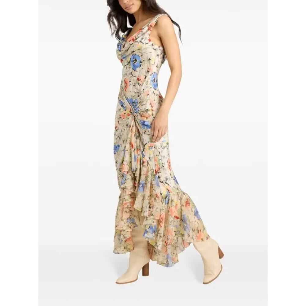 NWT Cinq à Sept Ciara Painted Garden-Print Dress Cream Size 8 - Picture 2 of 9
